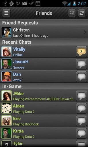 Steam游戏平台手机界面展示