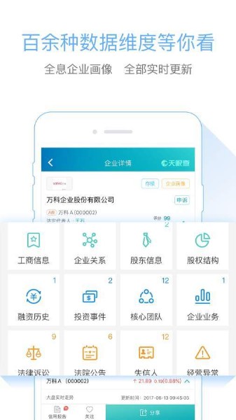 天眼查企业查询界面展示