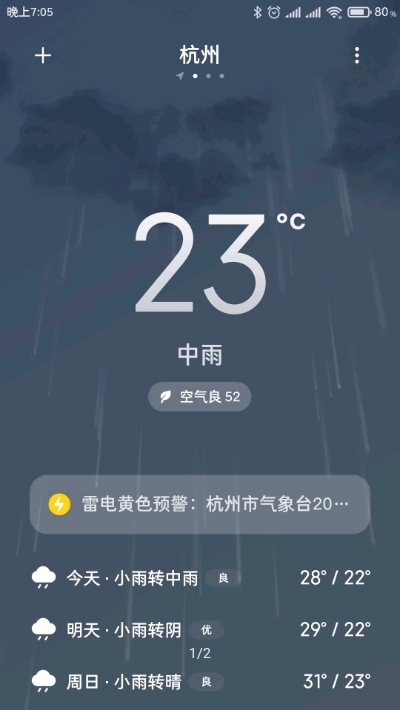 小米天气界面截图